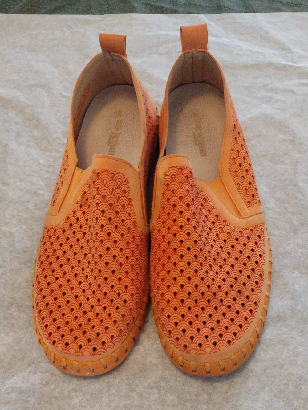 Ilse Jacobsen Orange Suede Slip-On Tulip Shoes Size 44